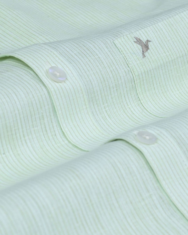 Neon Green Small Stripes -Full-Bamboo Linen