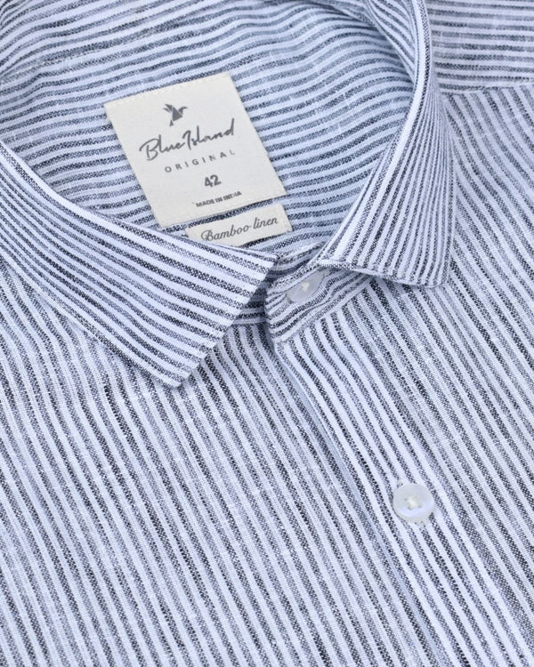 Black Grid Lines -Full-Bamboo Linen