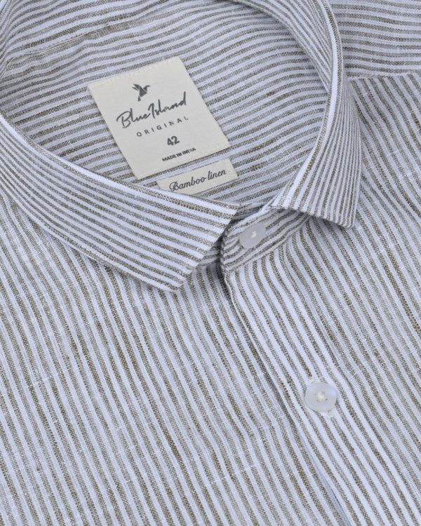 Brown Grid Lines -Full-Bamboo Linen