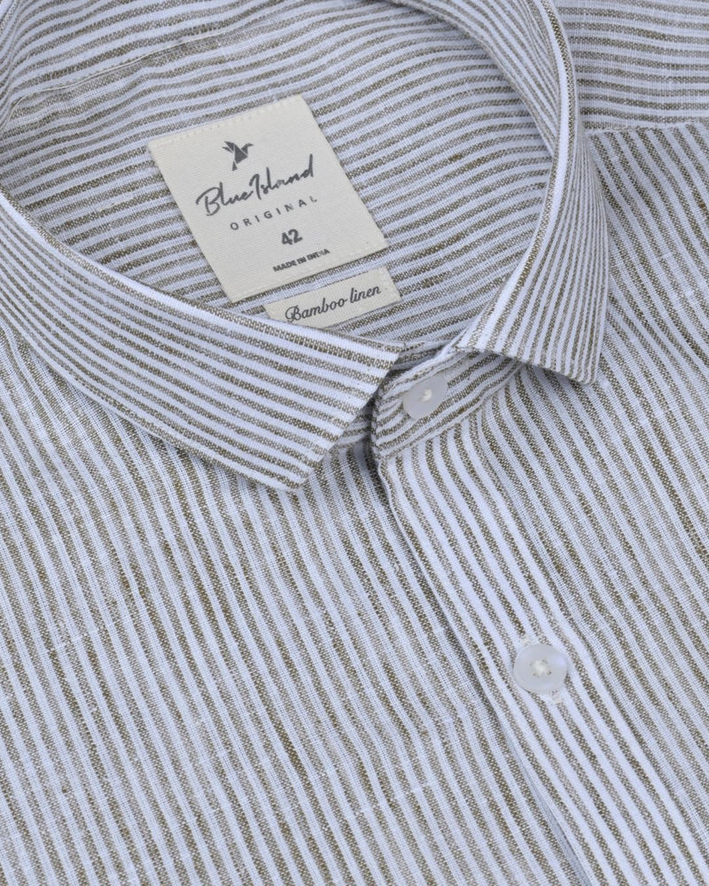 Brown Grid Lines -Full-Bamboo Linen