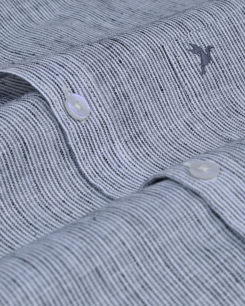 Silver Grid Stripes -Full-Bamboo Linen
