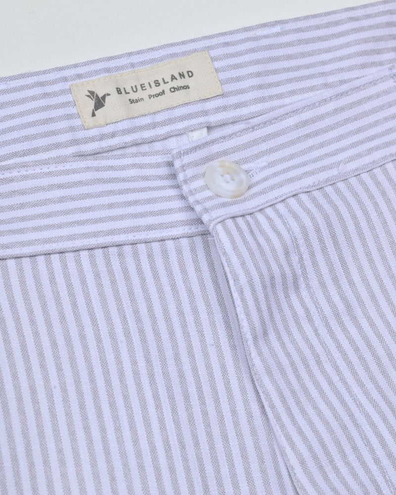 White Mini stripes - 2 way stretch - COTTON PANT