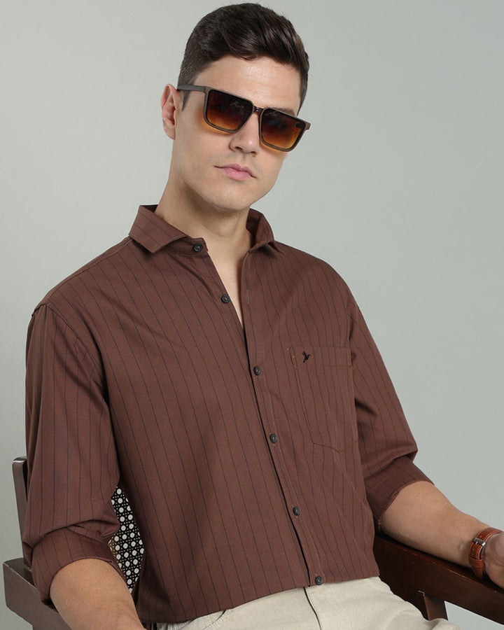 Choco Brown Vertical Stripes -Full-Stain Proof