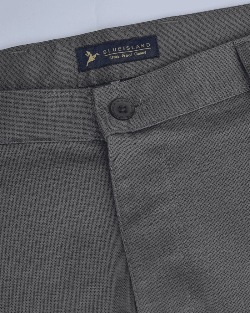 Dark Grey Dot Printed - 2 way stretch - COTTON PANT
