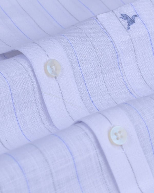Autumn Blue Stripes -Full-Bamboo Linen