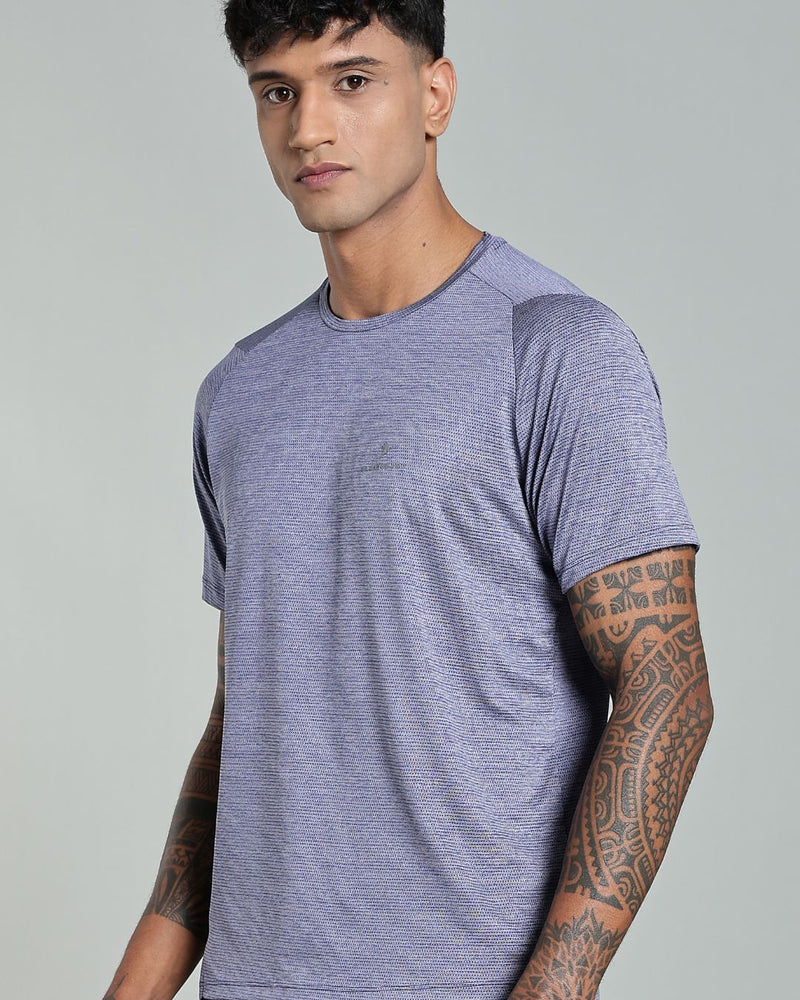 Violet Dotted Lines - Active wear Round neck Tshirt