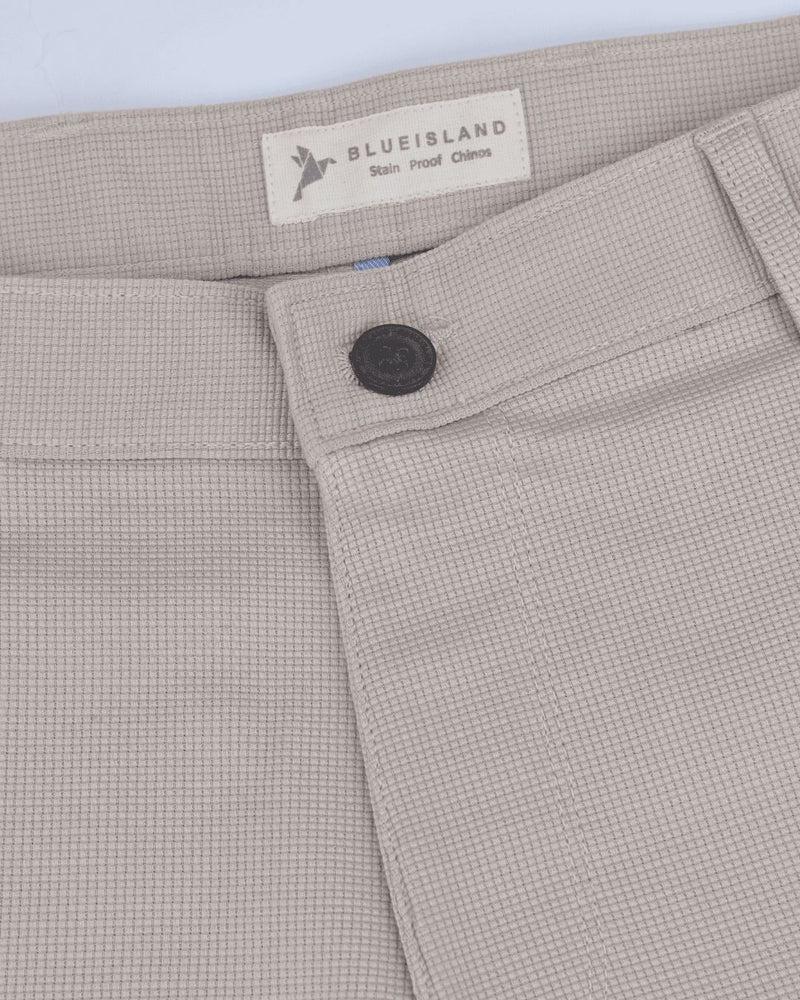 Cream Square Checked - 2 way stretch - COTTON PANT