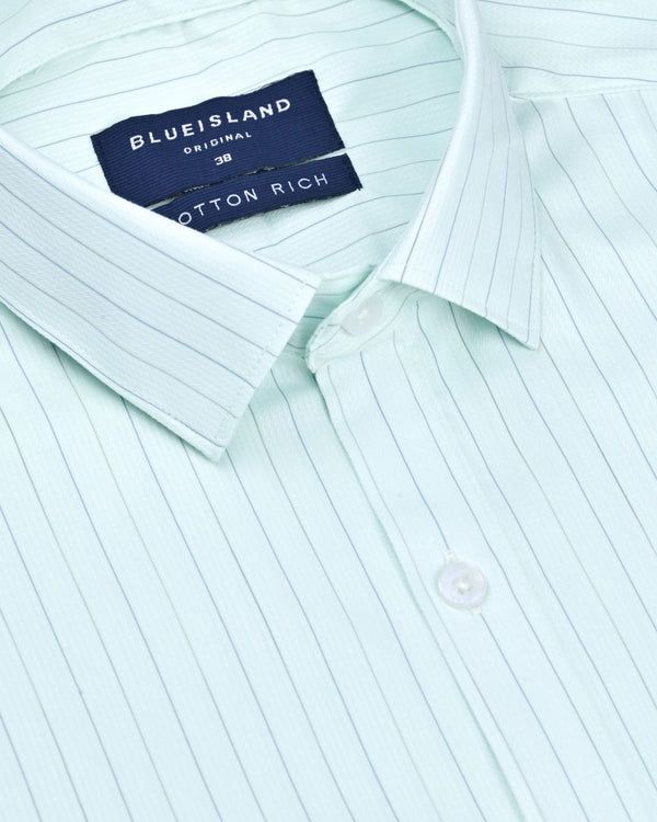 Mint Green Double Colour Stripes - Full-Cotton Rich
