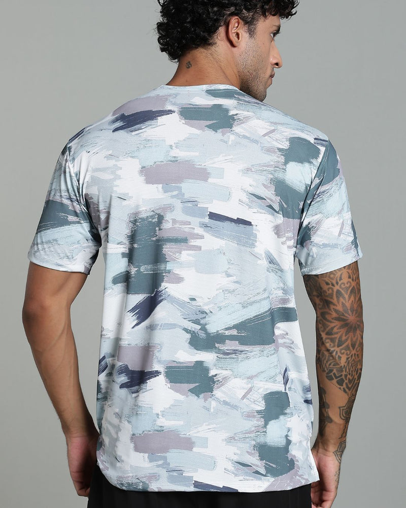 Camo Green Splash - Active wear Round neck Tshirt