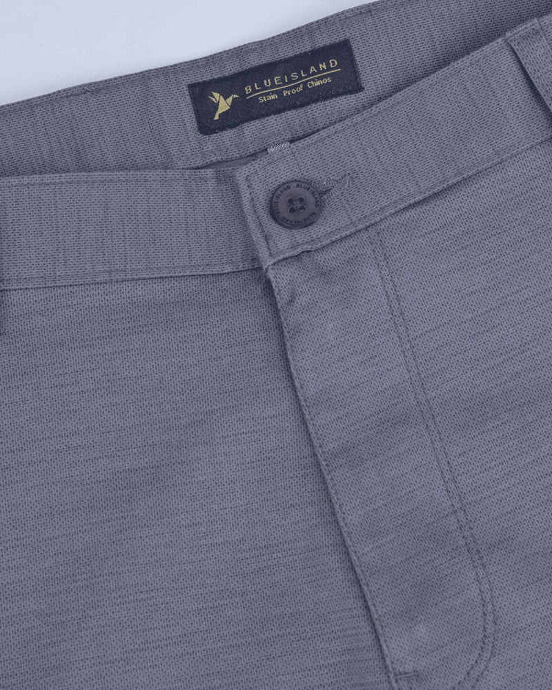 Ash Grey Dot Printed - 2 way stretch - COTTON PANT