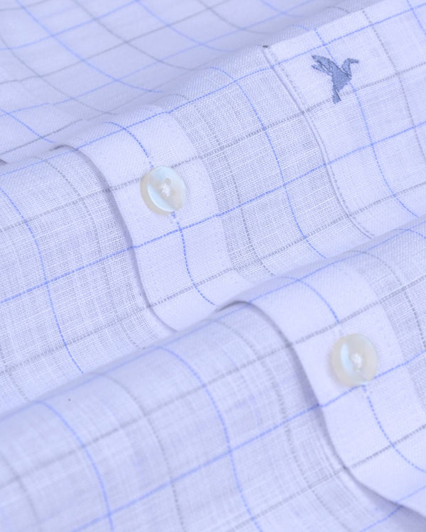 Milky White Checks -Full-Bamboo Linen