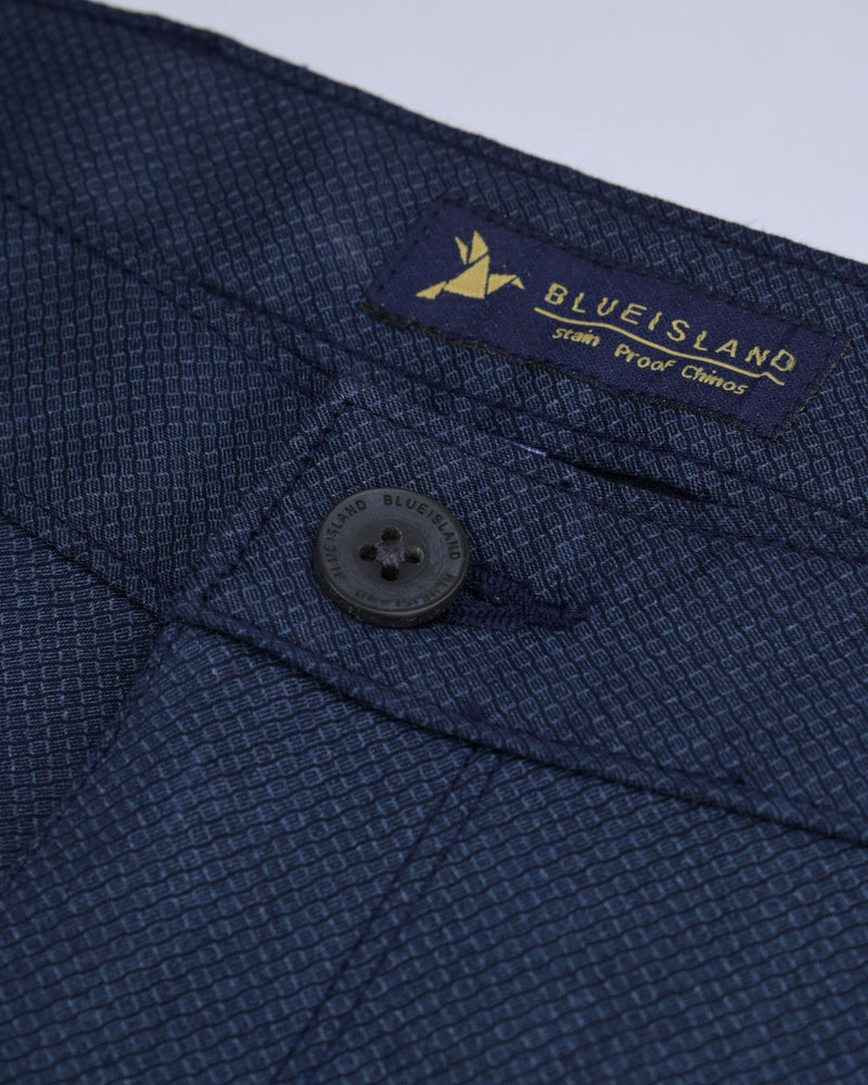 Navy Chain Printed - 2 way stretch - COTTON PANT