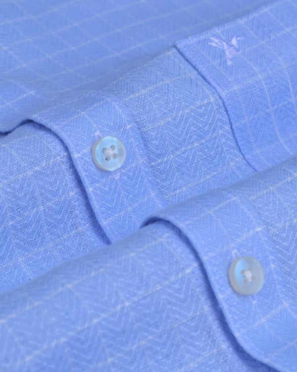 Glacier Blue Checks -Full-Bamboo Linen