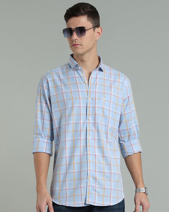 Sky Blue Multi Colour Checks -Full-Stain Proof