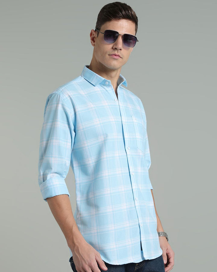 Blue & White Box Checks -Full-Stain Proof