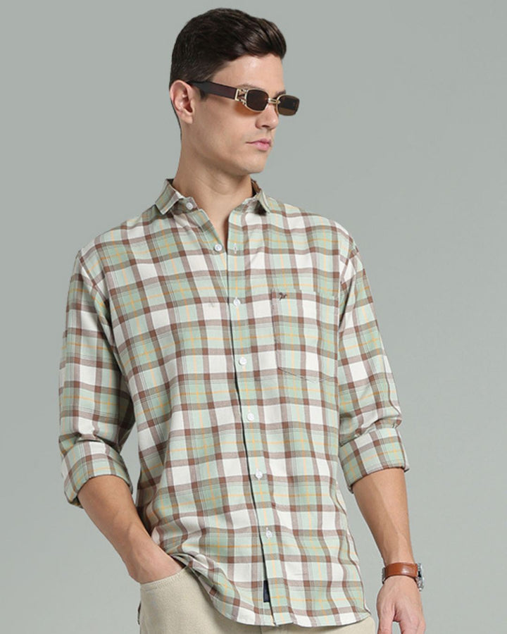 Soft Green & Brown Checks -Full-Stain Proof