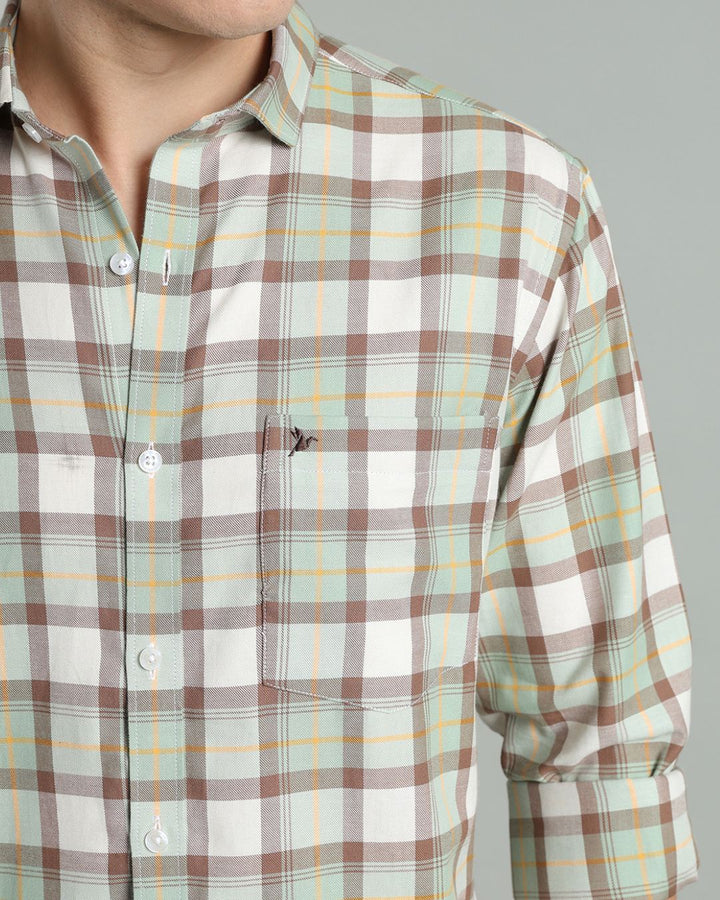 Soft Green & Brown Checks -Full-Stain Proof