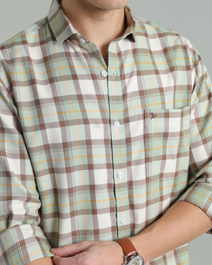 Soft Green & Brown Checks -Full-Stain Proof