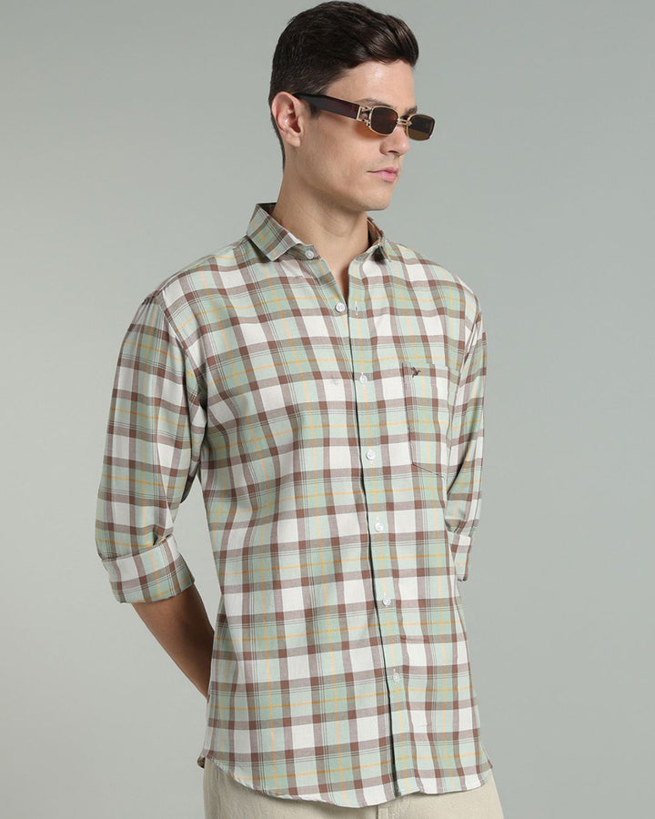 Soft Green & Brown Checks -Full-Stain Proof
