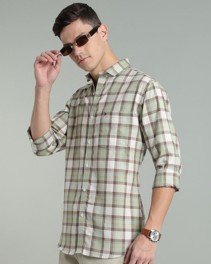 Soft Green & Brown Checks -Full-Stain Proof