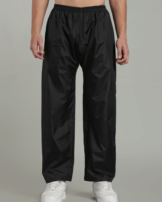 Black with Cream Border - Rain Jacket with Pant & Mobile Pouch