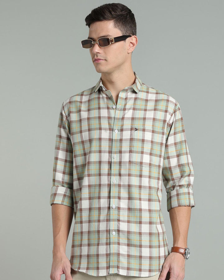 Soft Green & Brown Checks -Full-Stain Proof