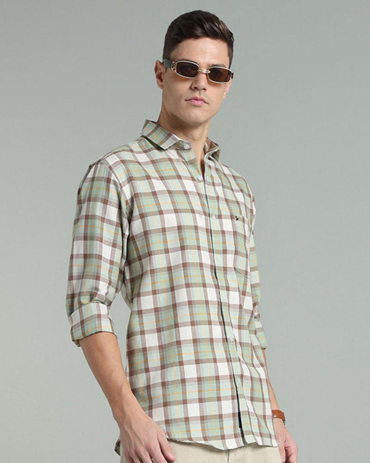 Soft Green & Brown Checks -Full-Stain Proof
