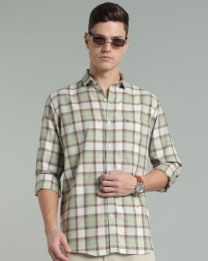 Soft Green & Brown Checks -Full-Stain Proof