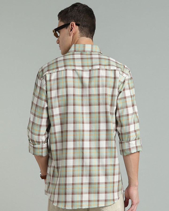 Soft Green & Brown Checks -Full-Stain Proof