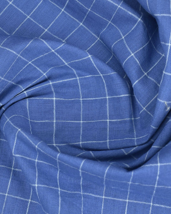 Dark Blue Box Checks -Full-Cotton Linen Shirt