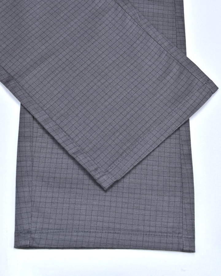Grey Grid Checks - 2 way stretch - COTTON PANT