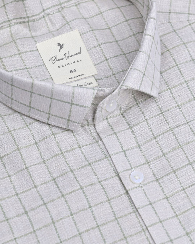 Desert Beige Square Checks-Full-Bamboo Linen