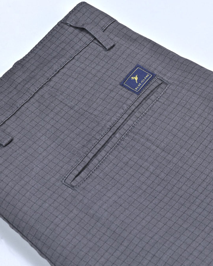 Grey Grid Checks - 2 way stretch - COTTON PANT