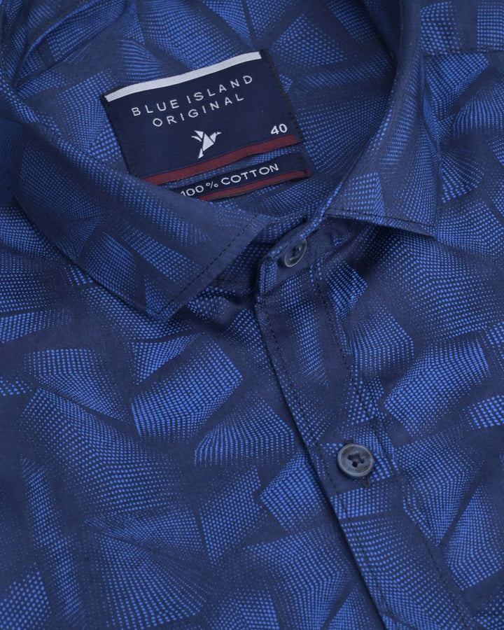 Royal Blue Mix Dot Print - Full-Stain Proof