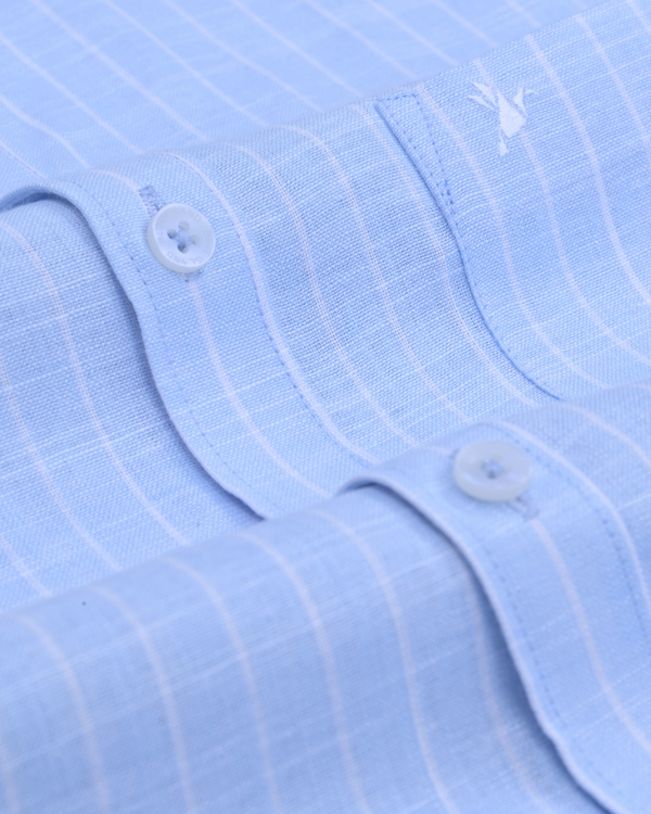 Ice Blue Stripes -Full-Bamboo Linen