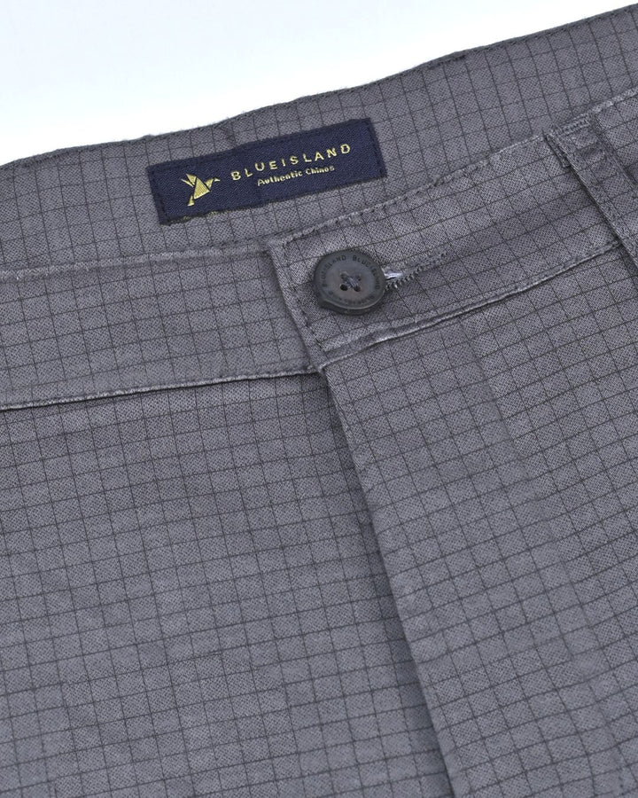 Grey Grid Checks - 2 way stretch - COTTON PANT
