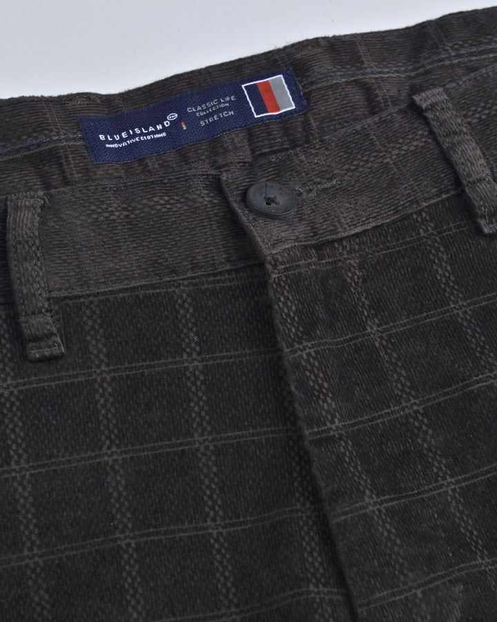 Olive Box Checks - Corduroy Pant