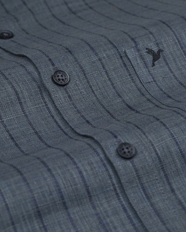 Dark Green Stripes -Full-Bamboo Linen