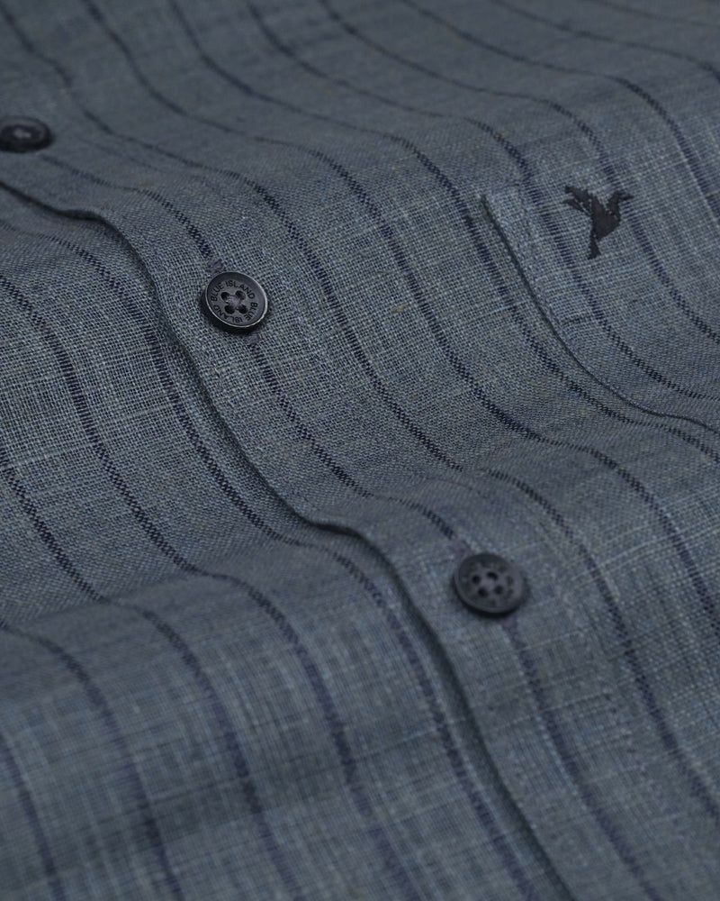 Dark Green Stripes -Full-Bamboo Linen