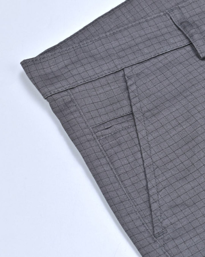 Grey Grid Checks - 2 way stretch - COTTON PANT
