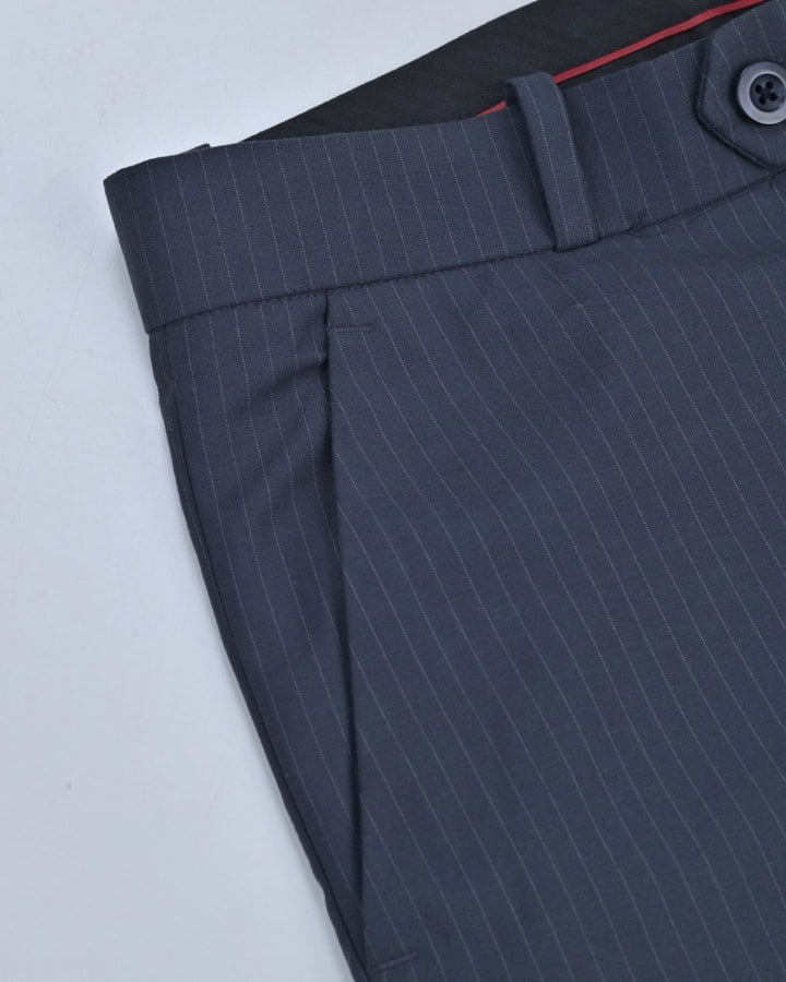 Dark Ash Grey Mini Stripes - Wrinkle free Formal Pant