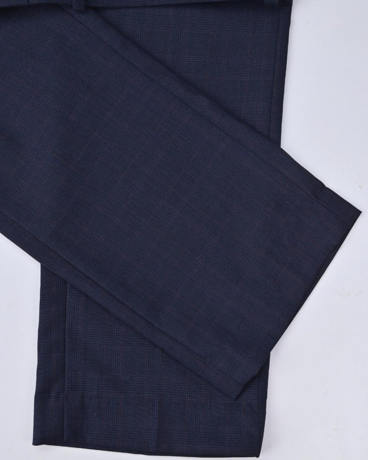 Navy Multi Line Checks - Wrinkle free Formal Pant