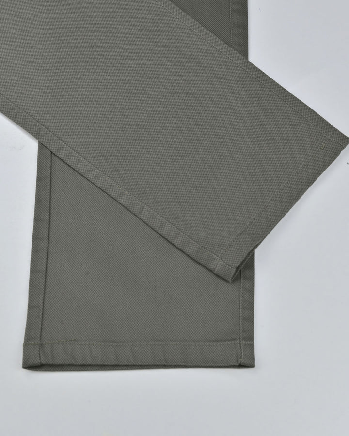 Olive Green Web Printed - 2 way stretch - COTTON PANT