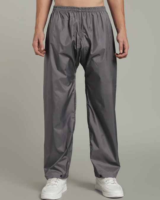 Grey with Black Sleeve - Rain Jacket with Pant & Mobile Pouch