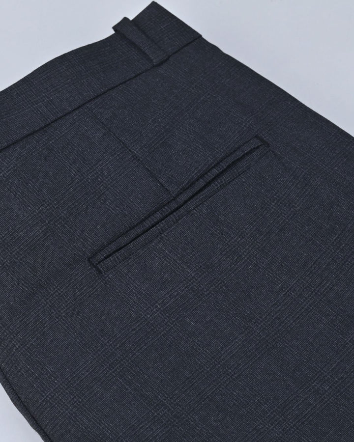 Metal Black Cross Line Checked - Wrinkle free Formal Pant