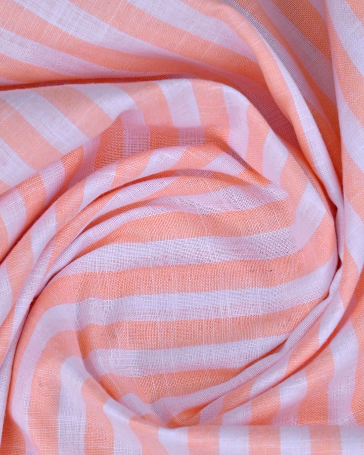 Fluorescent Orange & White Bars -Full-Bamboo Linen