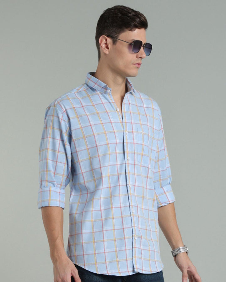 Sky Blue Multi Colour Checks -Full-Stain Proof