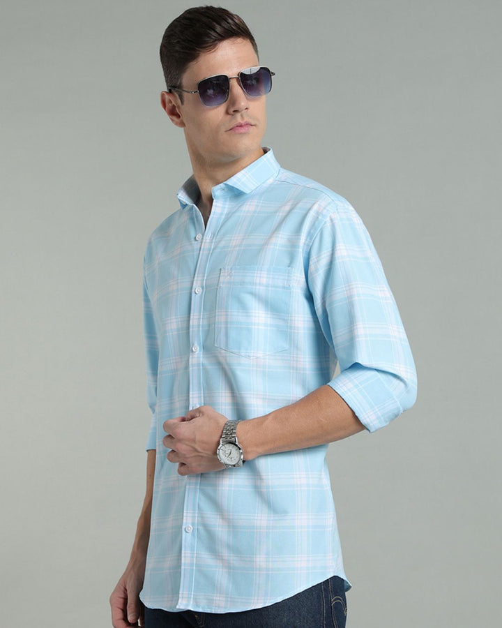 Blue & White Box Checks -Full-Stain Proof