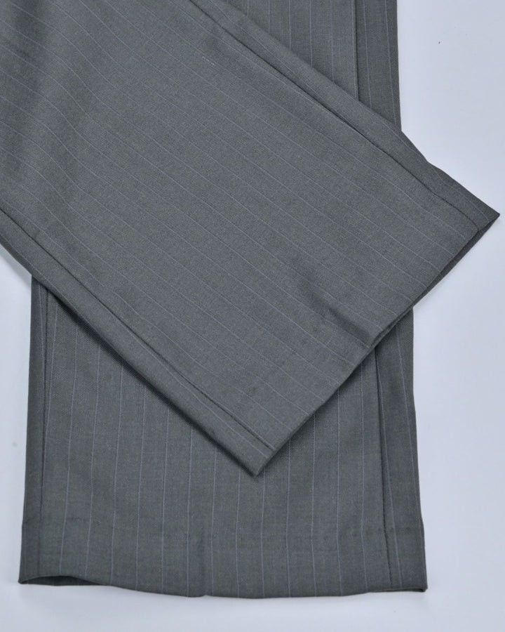 Dark Green Vertical Stripes - Wrinkle free Formal Pant