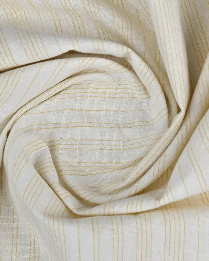 Beige & Golden Mini Stripes -Full-Cotton Linen Shirt